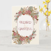 豊かな秋の花々に恵まれ 感謝するサンクスギビング カード (黄色い花)