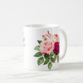 豊かな絵を描色で手を組む コーヒーマグカップ (正面右)