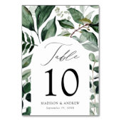 豊かな緑のアーチズパーソナライズされた結婚ーズ テーブルナンバー (正面)