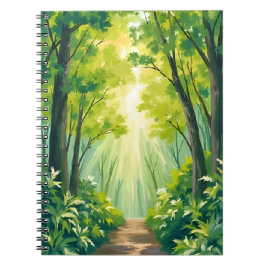 豊かな緑の森｜自然の風景水彩画 ノートブック