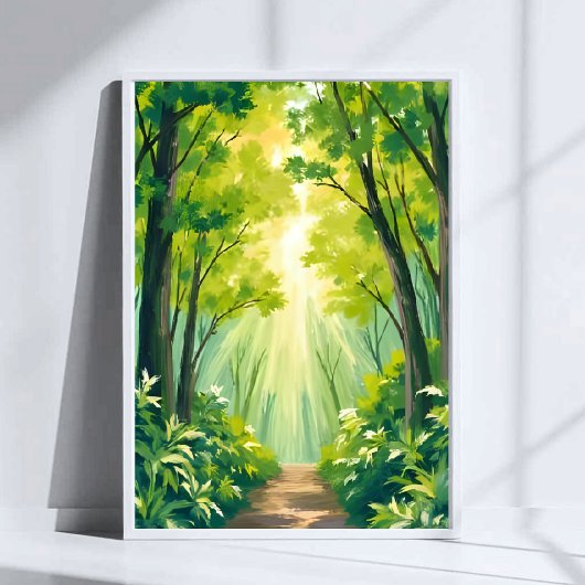 豊かな緑の森|自然の風景水彩画 ポスター