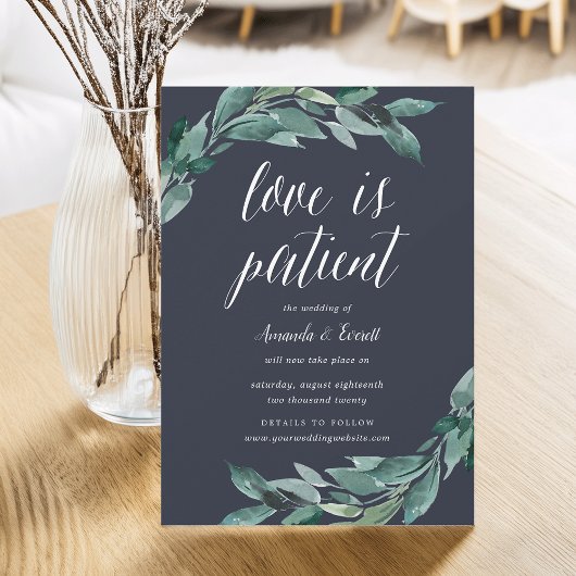 豊かな緑の結婚式延期のお知らせ 招待状