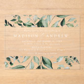 豊かな緑の結婚枠 アクリル招待状 (正面)