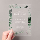 豊かな緑の結婚枠 アクリル招待状 (インサイチュ (ポータブル))