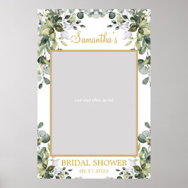 豊かな緑の葉 ユーカリとゴールドの写真 ポスター