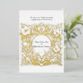 豊かな緑豊かなアカントスは金ゴールド結婚で 箔招待状 (立ち正面)