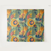 豊かな色のエキゾチックな花のシームレスなパターン タペストリー (正面(横))