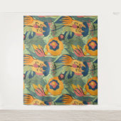 豊かな色のエキゾチックな花のシームレスなパターン タペストリー (正面)