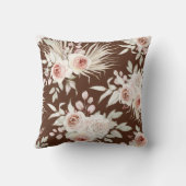 豊かな茶色にボホピンクのバラ模様 クッション (裏面)