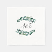 豊かな葉結婚のモノグラム スタンダードカクテルナプキン (正面)