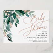 豊かな葉 |ニュートラルベビーシャワー 箔招待状 (正面)