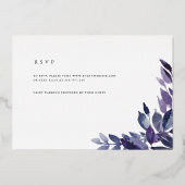 豊かな葉 |バイオレット植物学バルミツワー 箔招待状 (裏面)