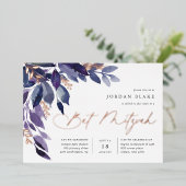 豊かな葉 |バイオレット植物学バルミツワー 箔招待状 (立ち正面)