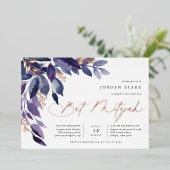 豊かな葉 |バイオレット植物学バルミツワー 箔招待状 (立ち正面)
