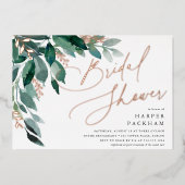 豊かな葉 |ブライダルシャワー 箔招待状 (正面)