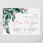 豊かな葉 |ベナイ(ユダヤ教の)バル・ミツバー 箔招待状 (正面)