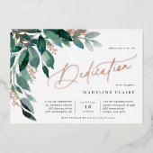 豊かな葉 |ベビー献身 箔招待状 (正面)