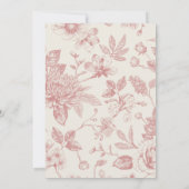 豊かな赤のフランス花柄トワール花  招待状 (裏面)