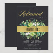 豊かな黒金水彩リース引退 招待状 (正面/裏面)