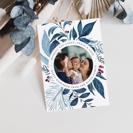 豊かな |水彩植物学ハヌカー写真 シーズンカード