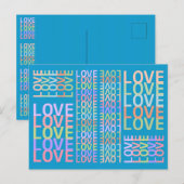豊かエレガントなブルーのハガキに「LOVE」の色 ポストカード (正面/裏面)