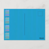 豊かエレガントなブルーのハガキに「LOVE」の色 ポストカード (裏面)