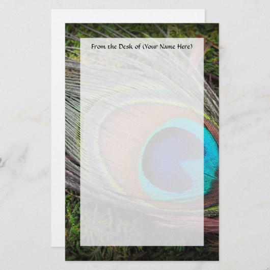 豊富で、エレガントな孔雀の羽の写真 便箋 (正面/裏面)