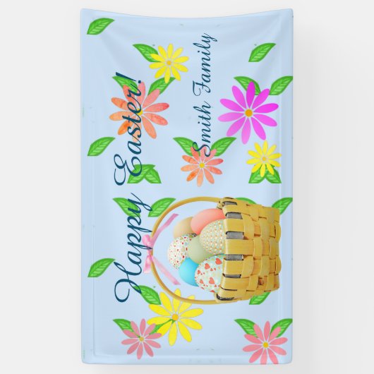 豊富なイースターバスケットと花 横断幕 (縦)