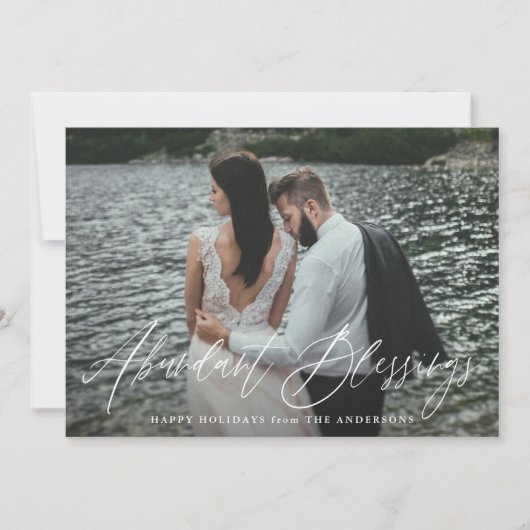 豊富なエレガント恵みスクリプト紫の写真 シーズンカード (正面)