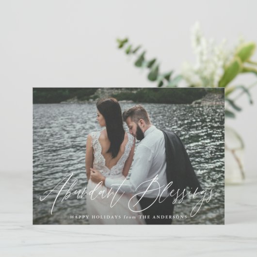 豊富なエレガント恵みスクリプト紫の写真 シーズンカード (スタンド正面)