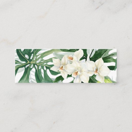 豊富なジャングルの葉の結婚式RSVPウェブサイトカード スキニー名刺 (裏面)