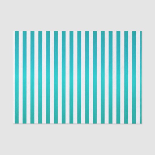豊富なティール(緑がかった色)青および白のストライプ 薄葉紙 (正面)
