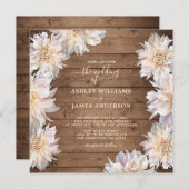 豊富なピンクダリア素朴フラワーウ結婚ッズ 招待状 (正面/裏面)