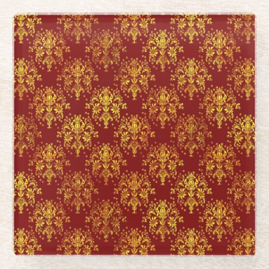 豊富な休日のダマスク織 ガラスコースター (正面)
