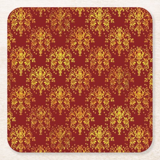 豊富な休日のダマスク織 スクエアペーパーコースター (正面)