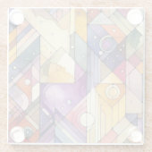 豊富な幾何学的モザイクのステンドグラスの水色 ガラスコースター (裏面)