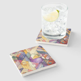 豊富な幾何学的モザイクのステンドグラスの水色 ストーンコースター