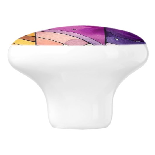 豊富な幾何学的モザイクのステンドグラスの水色 セラミックノブ (側面)