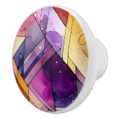 豊富な幾何学的モザイクのステンドグラスの水色 セラミックノブ (右)