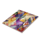 豊富な幾何学的モザイクのステンドグラスの水色 タイル (側面)