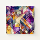 豊富な幾何学的モザイクのステンドグラスの水色 ノートブック (裏面)