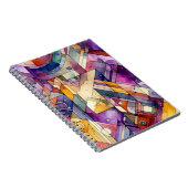 豊富な幾何学的モザイクのステンドグラスの水色 ノートブック (右側)