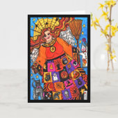 豊富な恵みハロウィーンエンジェルカード カード (黄色い花)