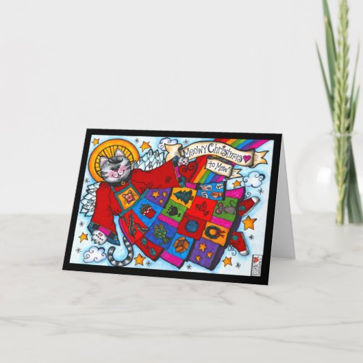 豊富な恵みムオウィクリスマスエンジェルキャットカード カード (正面)