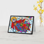 豊富な恵みムオウィクリスマスエンジェルキャットカード カード (黄色い花)