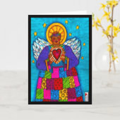 豊富な恵みラディアントハートエンジェルカード カード (黄色い花)