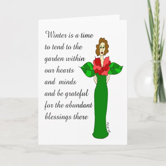 豊富な恵み「冬のバラ」ホリデーカード シーズンカード (正面)