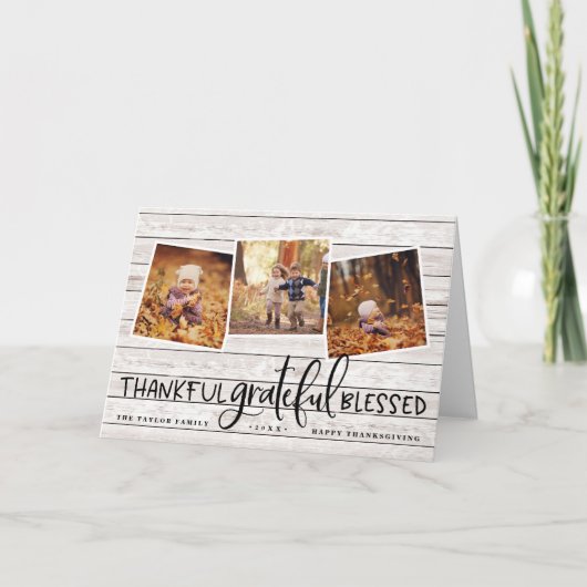 豊富な感謝の感謝祭の写真のコラージュカード シーズンカード (正面)