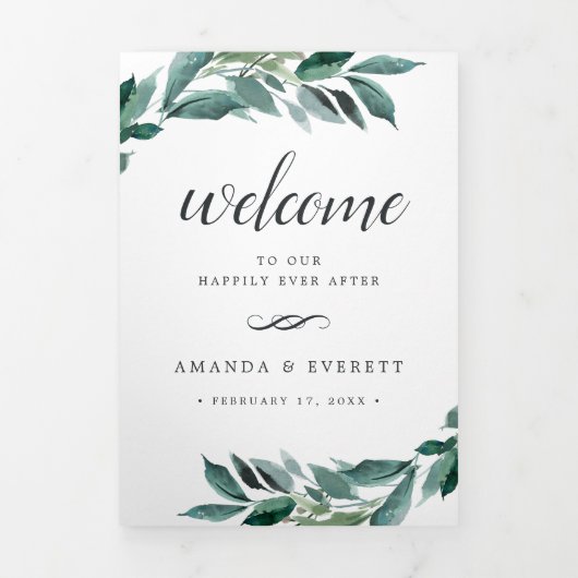 豊富な株結婚の歓迎の手紙の日程 三つ折りプログラム (カバー)