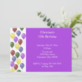 豊富な気球の招待状(紫色) 招待状 (スタンド正面)